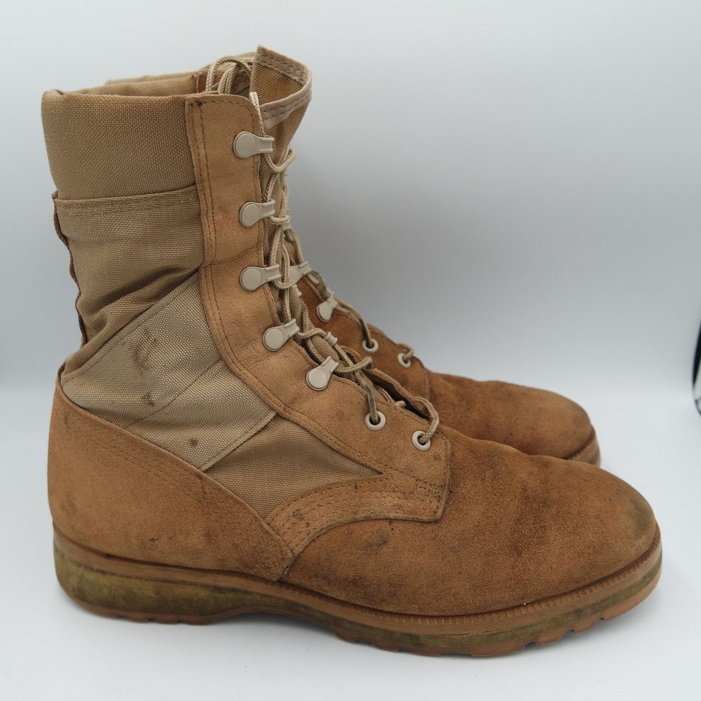 US ARMY 90s Desert Tan Hot Weather Combat Boots Vibram Suede Leather Mens 11